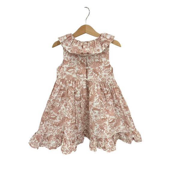 Haute Hippie Kids Girls 4T Ruffle Collar Sleeveless Pink Toile Dress 100% Cotton - Picture 3 of 8